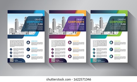 Business abstract vector template. Brochure design, cover modern layout, annual report, poster, flyer in A4 with colorful triangles, geometric shapes for tech, science, market with light background