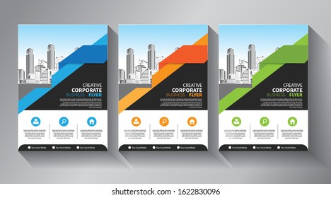 Business abstract vector template. Brochure design, cover modern layout, annual report, poster, flyer in A4 with colorful triangles, geometric shapes for tech, science, market with light background