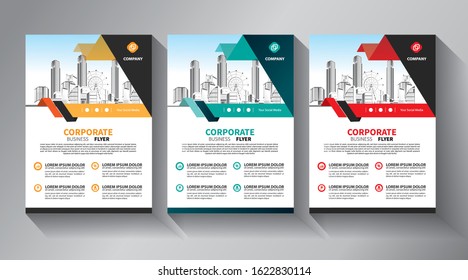 Business abstract vector template. Brochure design, cover modern layout, annual report, poster, flyer in A4 with colorful triangles, geometric shapes for tech, science, market with light background