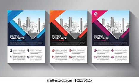 Business abstract vector template. Brochure design, cover modern layout, annual report, poster, flyer in A4 with colorful triangles, geometric shapes for tech, science, market with light background