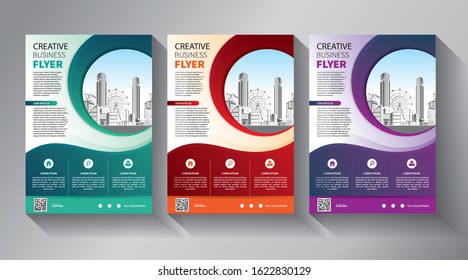 Business abstract vector template. Brochure design, cover modern layout, annual report, poster, flyer in A4 with colorful triangles, geometric shapes for tech, science, market with light background