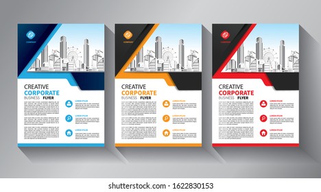 Business abstract vector template. Brochure design, cover modern layout, annual report, poster, flyer in A4 with colorful triangles, geometric shapes for tech, science, market with light background