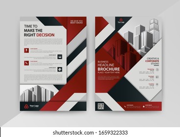 Business abstract vector template for Brochure, AnnualReport, Magazine, Poster, Corporate Presentation, Portfolio, Flyer, infographic with red and black color size A4, Front and back. Vector