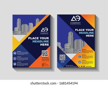 Business abstract vector template. Brochure design, cover modern layout, annual report, poster, flyer in A4 with colorful triangles, geometric shapes for tech, science, market with light background