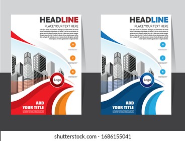 Planta vectorial abstracta empresarial Diseño de folleto Diseño moderno Informe anual folleto en A4 con triángulos coloridos formas geométricas para el mercado de la ciencia tecnológica con fondo ligero