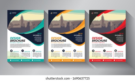 Business abstract vector template. Brochure design, cover modern layout, annual report, poster, flyer in A4 with colorful triangles, geometric shapes for tech, science, market with light background