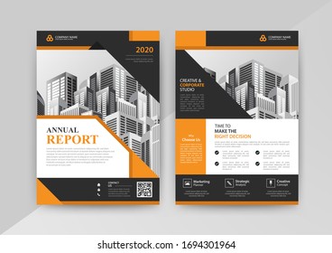 Business abstract vector template for Brochure, AnnualReport, Magazine, Poster, Corporate Presentation, Portfolio, Flyer, infographic with yellow and black color size A4, Front and back. Vector