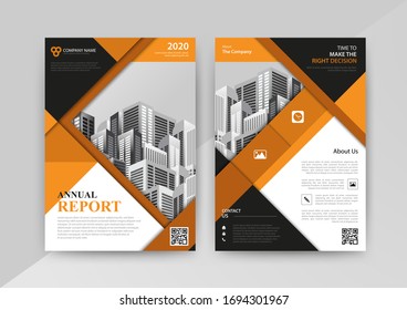 Plantilla de vector abstracto de negocio para Folleto, Informe Anual, Revista, Afiche, Presentación Corporativa, Cartera, Volante, infografía de color amarillo y negro tamaño A4, Delantero y posterior. Vector
