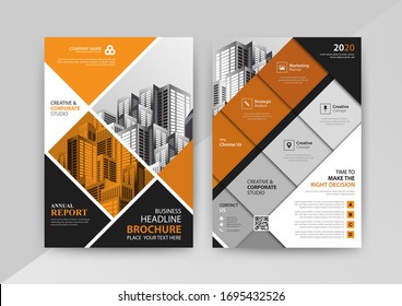 Business abstract vector template for Brochure, AnnualReport, Magazine, Poster, Corporate Presentation, Portfolio, Flyer, infographic with yellow and black color size A4, Front and back. Vector