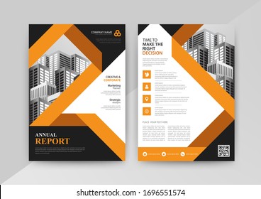 Business abstract vector template for Brochure, AnnualReport, Magazine, Poster, Corporate Presentation, Portfolio, Flyer, infographic with yellow and black color size A4, Front and back. Vector