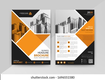 Business abstract vector template for Brochure, AnnualReport, Magazine, Poster, Corporate Presentation, Portfolio, Flyer, infographic with yellow and black color size A4, Front and back. Vector