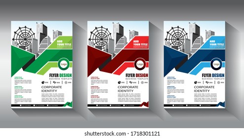 Business abstract vector template. Brochure design, cover modern layout, annual report, poster, flyer in A4 with colorful triangles, geometric shapes for tech, science, market with light background