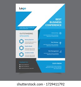 Business abstract vector template. Brochure design, cover modern layout, annual report, poster, flyer in A4 with colorful triangles, geometric shapes for tech, science, market with light background