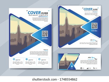 Business abstract vector template. Brochure design, cover modern layout, annual report, poster, flyer in A4 with colorful triangles, geometric shapes for tech, science, market with light background
