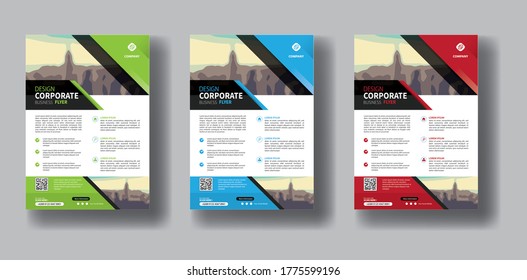 Abstrakte Vektorgrafik-Vorlage für Unternehmen. Broschüren-Design, modernes Layout, Geschäftsbericht, Poster, Flyer in A4 mit bunten Dreiecken, geometrische Formen für Technik, Wissenschaft, Markt mit hellem Hintergrund