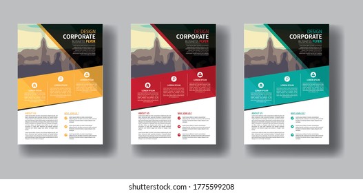 Business abstract vector template. Brochure design, cover modern layout, annual report, poster, flyer in A4 with colorful triangles, geometric shapes for tech, science, market with light background
