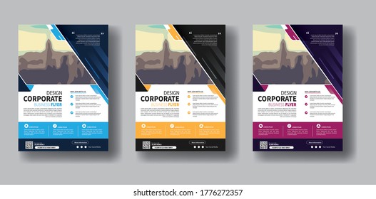 Plantilla de vector abstracto de negocio. Diseño de folletos, diseño moderno de portada, informe anual, afiche, volante en A4 con triángulos coloridos, formas geométricas para tecnología, ciencia, mercado con fondo claro