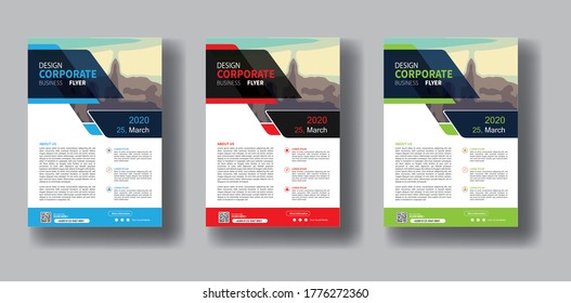 Business abstract vector template. Brochure design, cover modern layout, annual report, poster, flyer in A4 with colorful triangles, geometric shapes for tech, science, market with light background