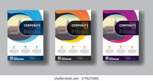 Plantilla de vector abstracto de negocio. Diseño de folletos, diseño moderno de portada, informe anual, afiche, volante en A4 con triángulos coloridos, formas geométricas para tecnología, ciencia, mercado con fondo claro