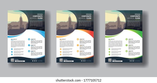 Business abstract vector template. Brochure design, cover modern layout, annual report, poster, flyer in A4 with colorful triangles, geometric shapes for tech, science, market with light background