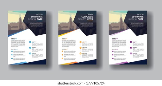 Business abstract vector template. Brochure design, cover modern layout, annual report, poster, flyer in A4 with colorful triangles, geometric shapes for tech, science, market with light background