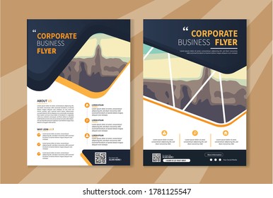 Plantilla de vector abstracto de negocio. Diseño de folletos, diseño moderno de portada, informe anual, afiche, volante en A4 con triángulos coloridos, formas geométricas para tecnología, ciencia, mercado con fondo claro