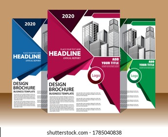 Business abstract vector template. Brochure design, cover modern layout, annual report, poster, flyer in A4 with colorful triangles, geometric shapes for tech, science, market with light background