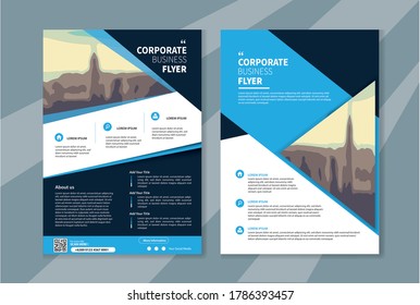 Plantilla de vector abstracto de negocio. Diseño de folletos, diseño moderno de portada, informe anual, afiche, volante en A4 con triángulos coloridos, formas geométricas para tecnología, ciencia, mercado con fondo claro