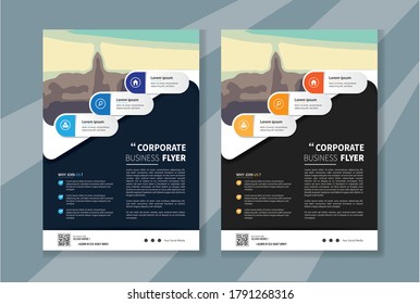 Business abstract vector template. Brochure design, cover modern layout, annual report, poster, flyer in A4 with colorful triangles, geometric shapes for tech, science, market with light background