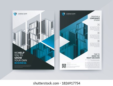 Business abstract vector template for Brochure, AnnualReport, Magazine, Poster, Corporate Presentation, Portfolio, Flyer, infographic with blue and white color size A4, Front and back. Vector