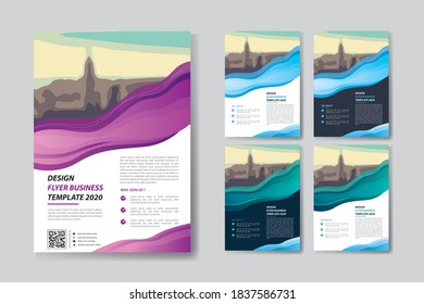 Business abstract vector template. Brochure design, cover modern layout, annual report, poster, flyer in A4 with colorful triangles, geometric shapes for tech, science, market with light background