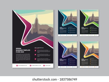 Business abstract vector template. Brochure design, cover modern layout, annual report, poster, flyer in A4 with colorful triangles, geometric shapes for tech, science, market with light background