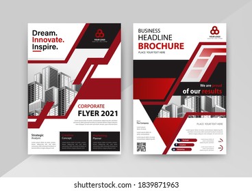 Business abstract vector template for Brochure, AnnualReport, Magazine, Poster, Corporate Presentation, Portfolio, Flyer, infographic with red and black color size A4, Front and back. Vector