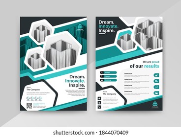 Business abstract vector template for Brochure, AnnualReport, Magazine, Poster, Corporate Presentation, Portfolio, Flyer, infographic with blue and white color size A4, Front and back. Vector