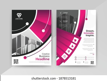 Business abstract vector template for Brochure, AnnualReport, Magazine, Poster, Corporate Presentation, Portfolio, Flyer, Market, infographic with purple and black color size A4, Front and back.
