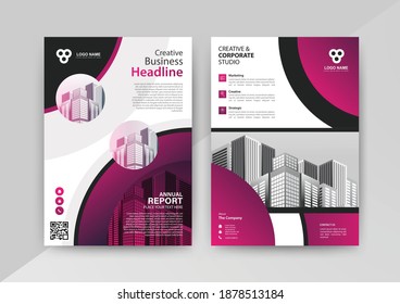Business abstract vector template for Brochure, AnnualReport, Magazine, Poster, Corporate Presentation, Portfolio, Flyer, Market, infographic with purple and black color size A4, Front and back.