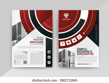 Business abstract vector template for Brochure, AnnualReport, Magazine, Poster, Corporate Presentation, Portfolio, Flyer, Market, infographic with red and black color size A4, Front and back.