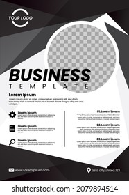 Plantilla de vector abstracto de negocio. Diseño de folletos, diseño moderno de portada, informe anual, afiche, volante en A4 con color negro