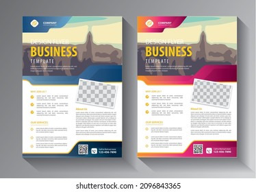 Business abstract vector template. Brochure design, cover modern layout, annual report, poster, flyer in A4 with colorful triangles, geometric shapes for tech, science, market with light background