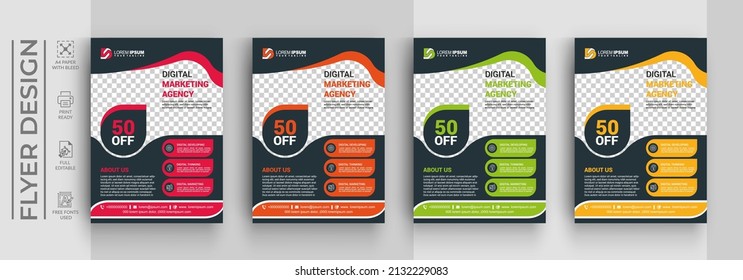 Business abstract vector template. Brochure design, cover modern layout, four colors scheme, vector template in A4 size - Vector
