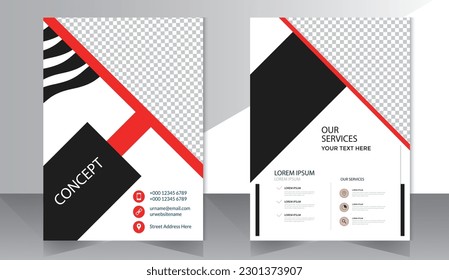 Plantilla de vector abstracto de negocio. Diseño de folletos, diseño moderno de portada, informe anual, afiche, volante en A4 con triángulos coloridos, formas geométricas para tecnología, ciencia, mercado con fondo claro
