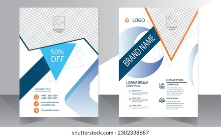Business abstract vector template. Brochure design, cover modern layout, annual report, poster, flyer in A4 with colorful triangles, geometric shapes for tech, science, market with light background
