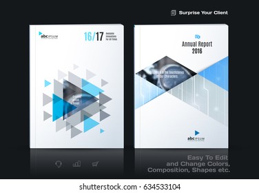 Business abstract vector template. Brochure design, cover modern layout, annual report, poster, flyer in A4 with grey triangles, geometric shapes for tech, science, market with light background.