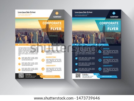 Business abstract vector template. Brochure design, cover modern layout, annual report, poster, flyer in A4 with colorful triangles, geometric shapes for tech, science, market with light background