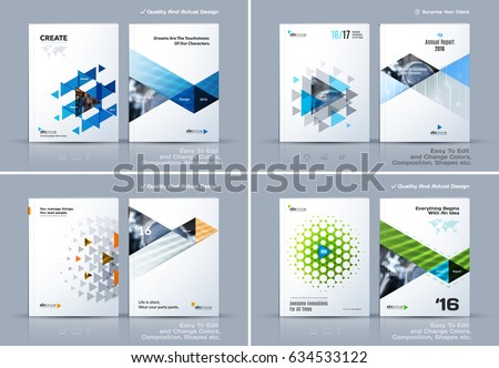 Business abstract vector template. Brochure design, cover modern layout, annual report, poster, flyer in A4 with colourful triangles, geometric shapes for tech, science, market with light background.