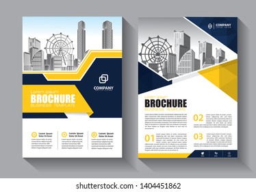 Business abstract vector template with city skyline. Brochure design, cover modern layout, annual report, poster, flyer in A4 with triangles, colorful geometric shapes for tech, science, market with light background
