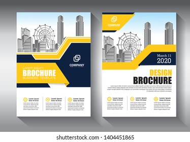 Business abstract vector template with city skyline. Brochure design, cover modern layout, annual report, poster, flyer in A4 with colorful geometric shapes for tech, science, market with light background