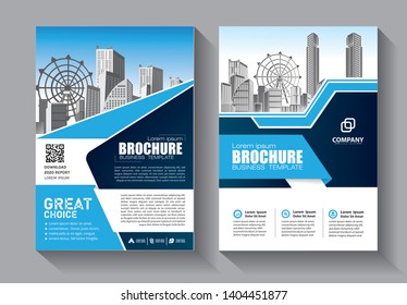 Business abstract vector template with city skyline. Brochure design, cover modern layout, annual report, poster, flyer in A4 with colorful geometric shapes for tech, science, market with light background