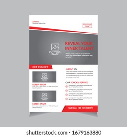 Plantilla de vector abstracto de negocio para el volante de Educación, Informe Anual, Revista, Afiche, Presentación Corporativa, Cartera, Volante, Mercado, infografía con tamaño de color rojo A4