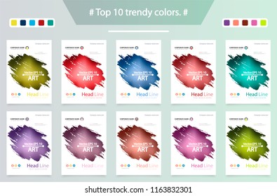 Business abstract vector template. Top 10 trendy colors. Brochure design, cover modern layout, annual report, poster, flyer in A4 with colourful triangles, geometric shapes for tech, science.